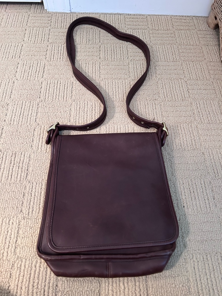 Coach Leather Messenger Bag - Dark Brown